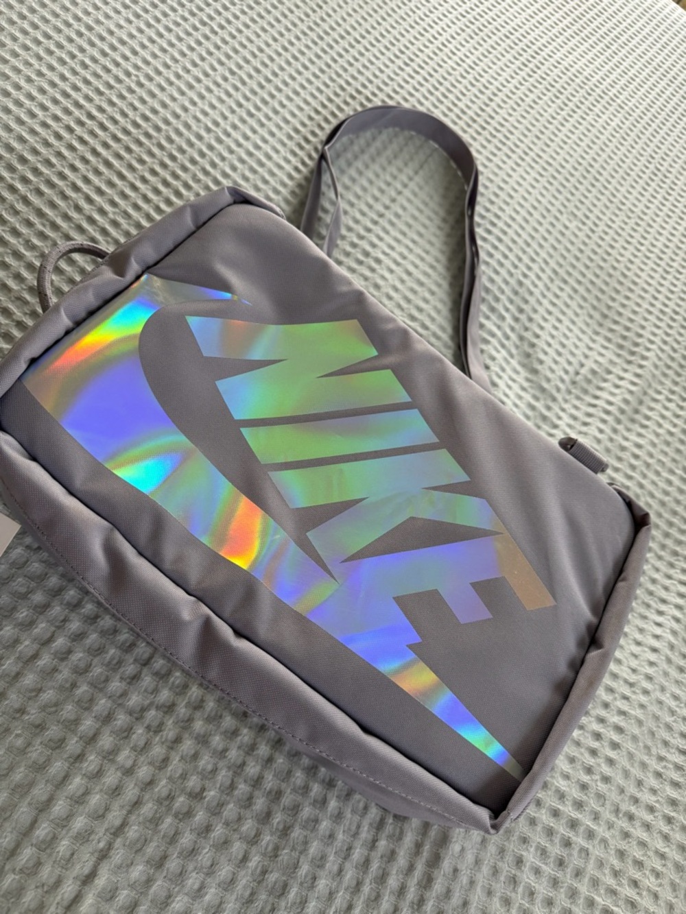 NIKE Gray Messenger Bag with Iridescent Logo